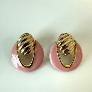 Vintage Gold and Pink Women's Earrings
